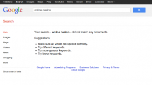 SERP for the keyword "online casino" if Google banned websites that buy links